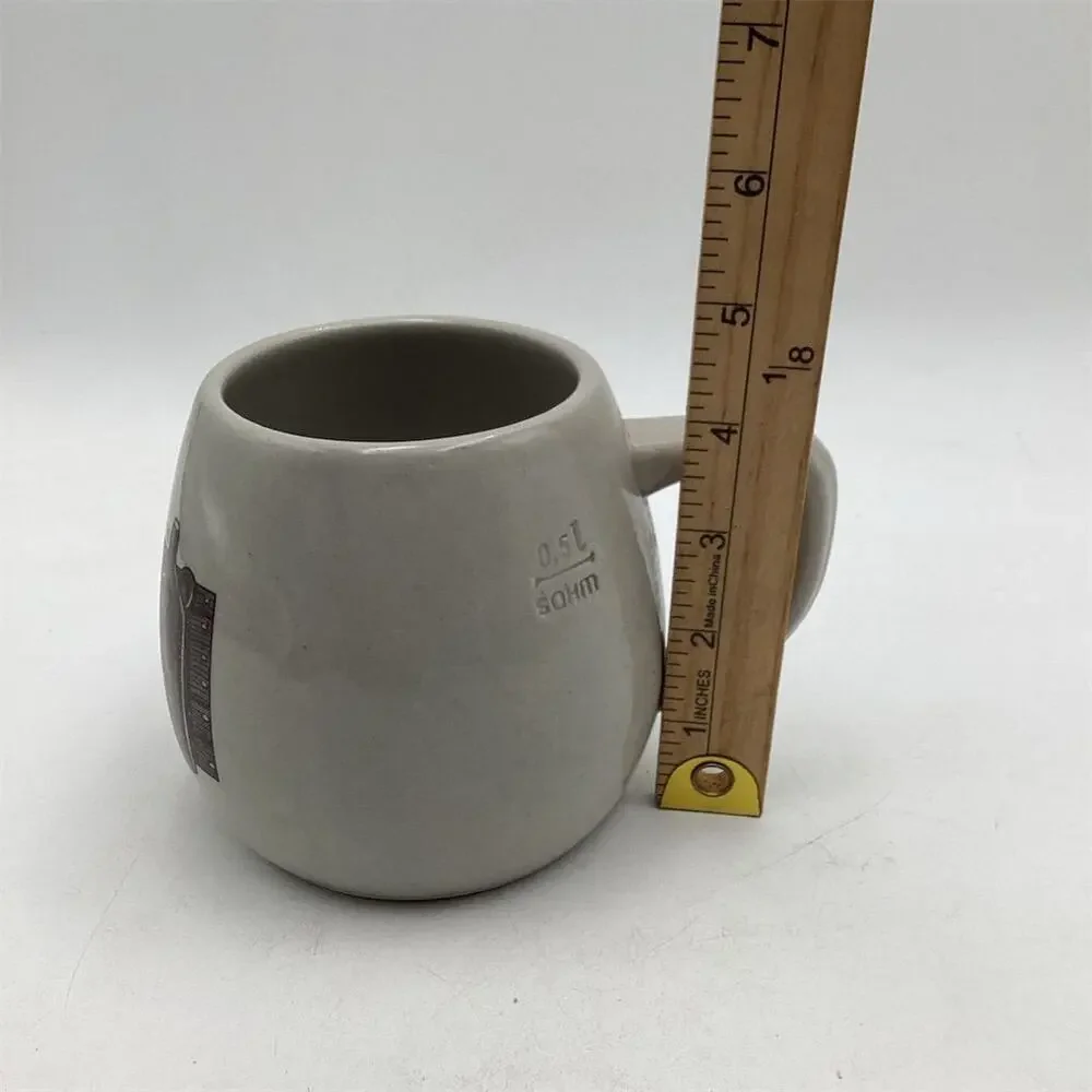 Vintage French Stoneware Mug Wine Barrel Etching 4